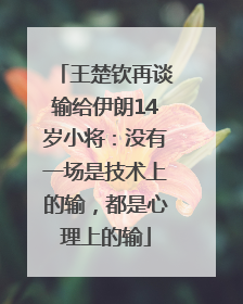 王楚钦再谈输给伊朗14岁小将：没有一场是技术上的输，都是心理上的输