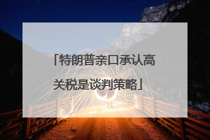 特朗普亲口承认高关税是谈判策略