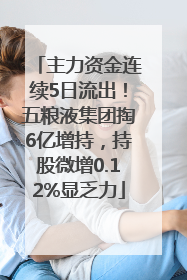 主力资金连续5日流出！五粮液集团掏6亿增持，持股微增0.12%显乏力