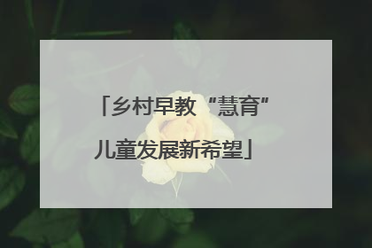 乡村早教“慧育”儿童发展新希望