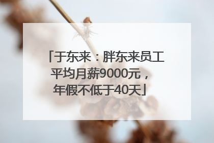 于东来：胖东来员工平均月薪9000元，年假不低于40天