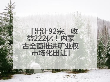 出让92宗、收益222亿！内蒙古全面推进矿业权市场化出让