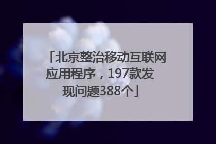 北京整治移动互联网应用程序，197款发现问题388个