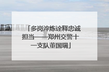 多岗淬炼诠释忠诚担当——郑州交警十一支队董国瑞