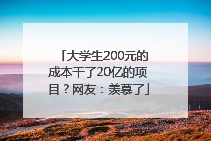大学生200元的成本干了20亿的项目？网友：羡慕了