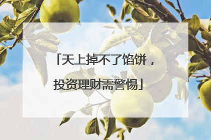 天上掉不了馅饼，投资理财需警惕