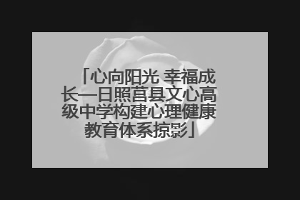 心向阳光 幸福成长—日照莒县文心高级中学构建心理健康教育体系掠影