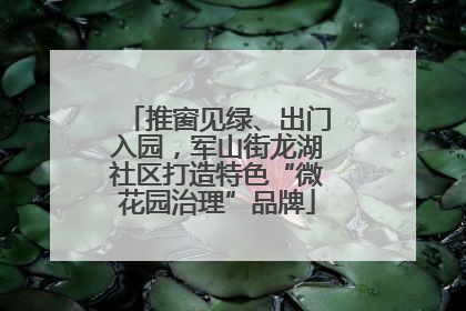 推窗见绿、出门入园，军山街龙湖社区打造特色“微花园治理”品牌