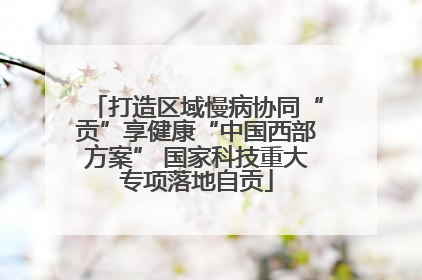 打造区域慢病协同“贡”享健康“中国西部方案” 国家科技重大专项落地自贡