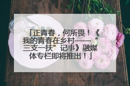 正青春，何所畏！《我的青春在乡村——“三支一扶”记事》融媒体专栏即将推出！