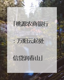桃源农商银行：万阳云起处 信贷润春山