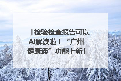 检验检查报告可以AI解读啦！“广州健康通”功能上新