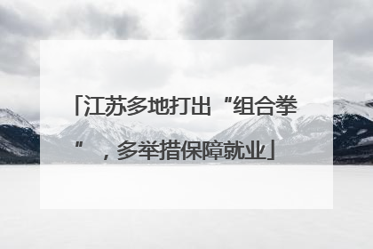 江苏多地打出“组合拳”，多举措保障就业