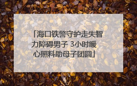 海口铁警守护走失智力障碍男子 3小时暖心照料助母子团圆