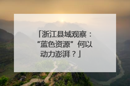 浙江县域观察：“蓝色资源”何以动力澎湃？