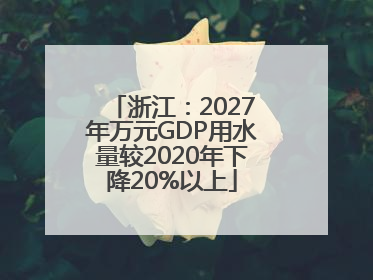 浙江：2027年万元GDP用水量较2020年下降20%以上