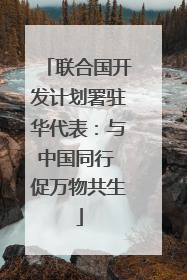 联合国开发计划署驻华代表：与中国同行 促万物共生