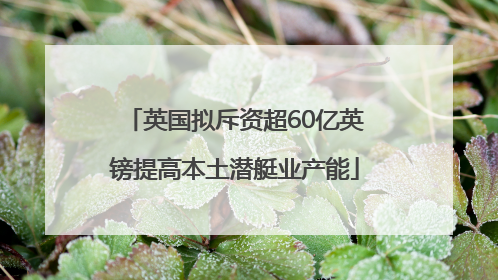 英国拟斥资超60亿英镑提高本土潜艇业产能