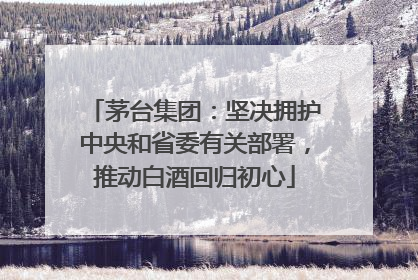 茅台集团：坚决拥护中央和省委有关部署，推动白酒回归初心