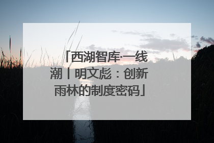 西湖智库·一线潮丨明文彪：创新雨林的制度密码