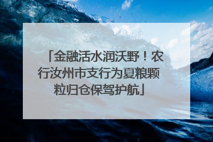 金融活水润沃野！农行汝州市支行为夏粮颗粒归仓保驾护航