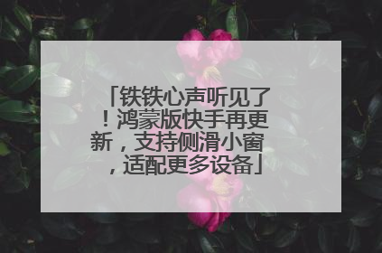 铁铁心声听见了！鸿蒙版快手再更新，支持侧滑小窗，适配更多设备