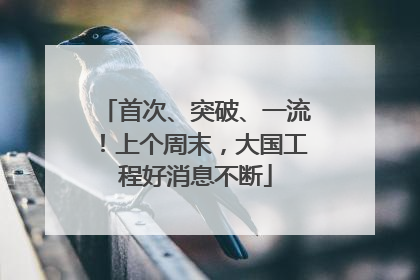 首次、突破、一流！上个周末，大国工程好消息不断