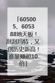 605005、605388地天板！泡泡玛特，又创历史新高！谁暴赚超10倍
