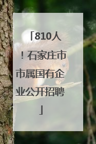 810人！石家庄市市属国有企业公开招聘